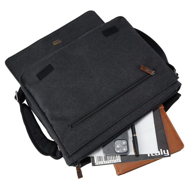 TRP0240 Troop London Classic Canvas Laptop Messenger Bag - 16.5 Diagonally