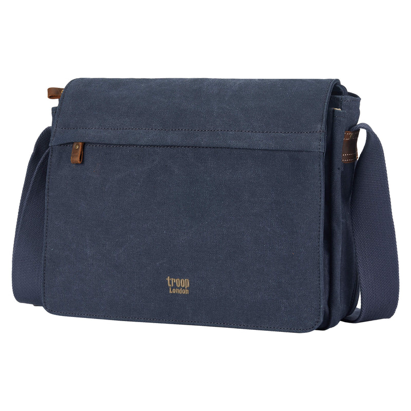 TRP0240 Troop London Classic Canvas Laptop Messenger Bag - 16.5 Diagonally