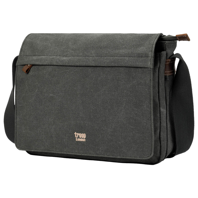 TRP0240 Troop London Classic Canvas Laptop Messenger Bag - 16.5 Diagonally