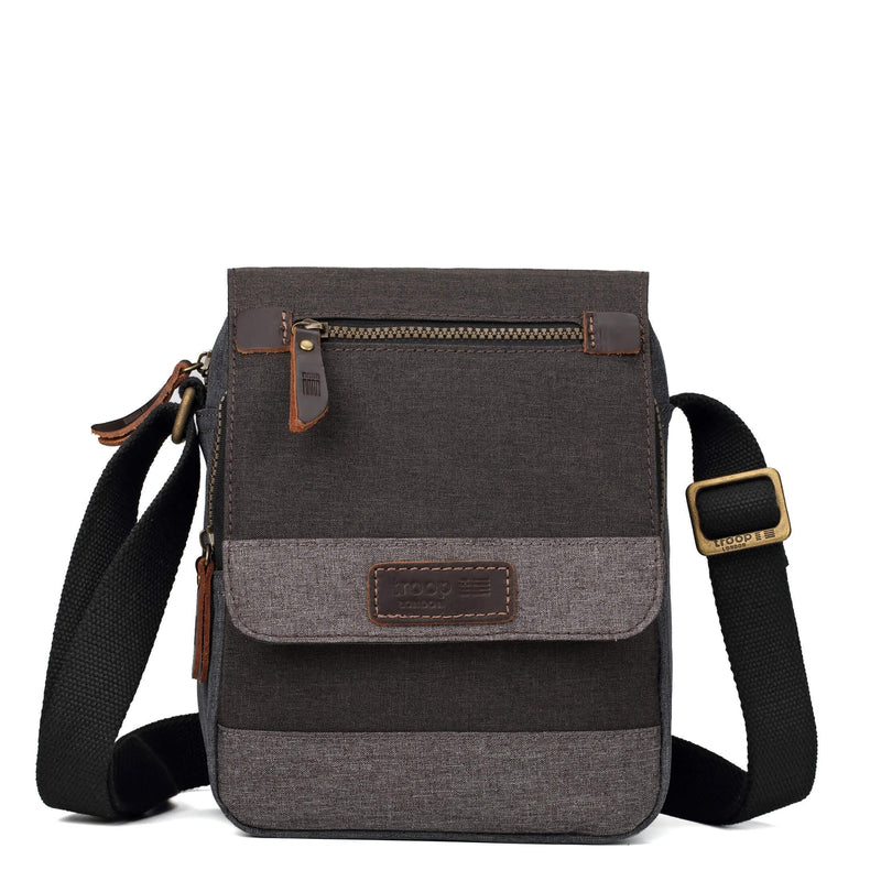 Troop London TRP0388 Urban crossbody bag with multiple compartments for men, including laptop and iPad storage, ideal for travel and daily use3