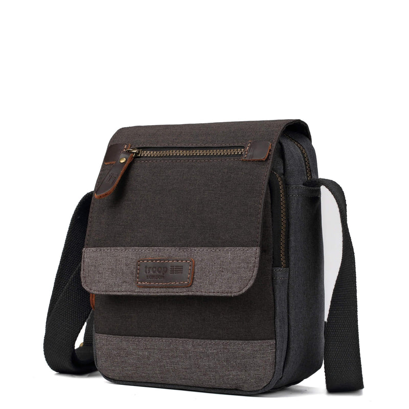 Troop London TRP0388 Urban crossbody bag with multiple compartments for men, including laptop and iPad storage, ideal for travel and daily use5