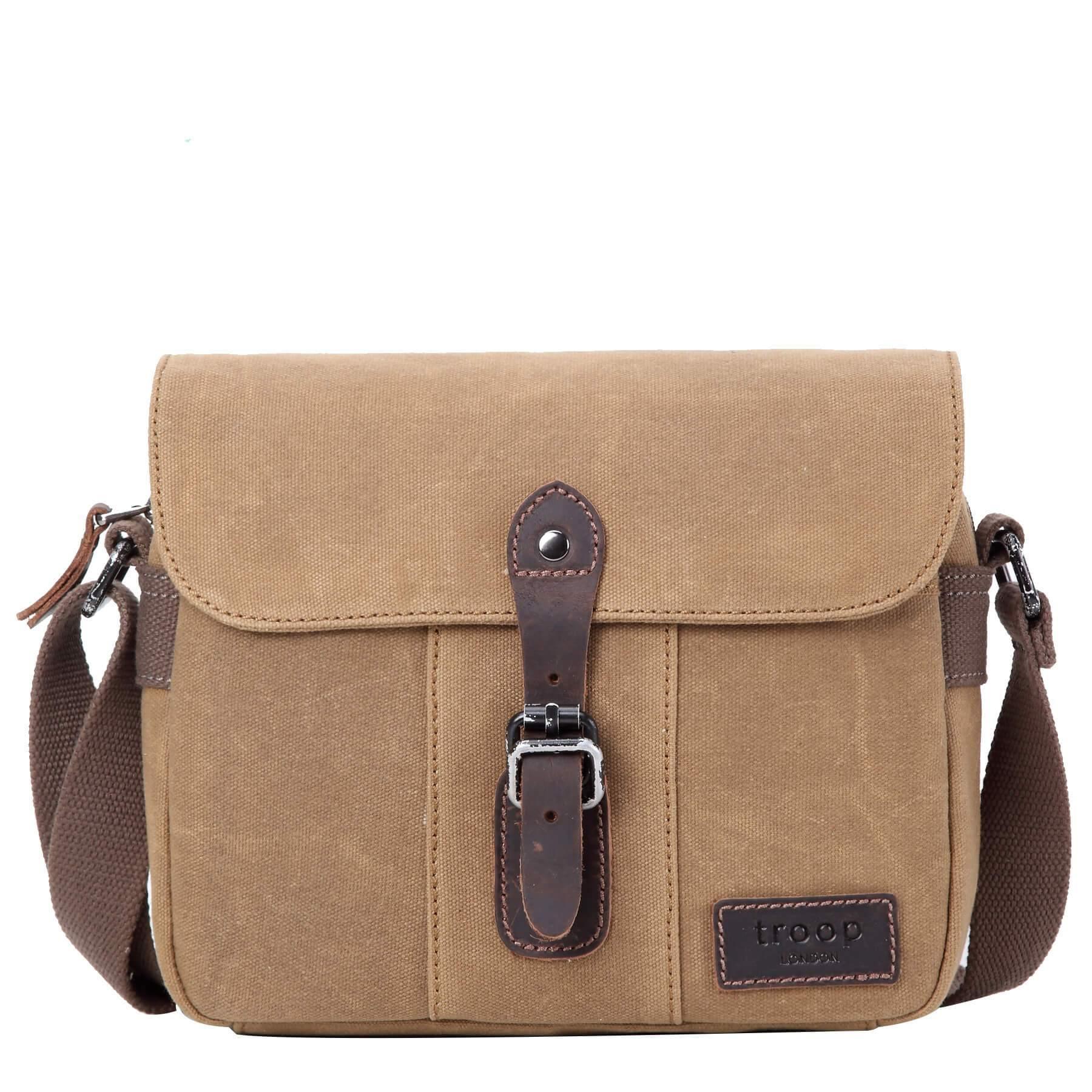 TRP0440 Troop London Heritage Canvas Leather Across body Bag, Small ...